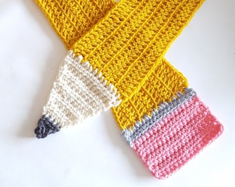 Crochet Pencil Scarf | Toddler Scarf, Kindergarten Outfit, English Teacher Gift