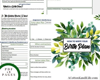 How to Write a Birth Plan | Guide and Workbook, Printable Checklist, To Do List Notebook | 18 Pages,