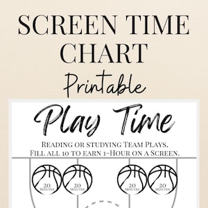 MOM SCHOOL Printable | Basketball Screen Time Chart | Command Center