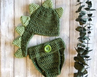 Baby Dinosaur Costume | Newborn Dinosaur Outfit, Crochet Baby Hat, Newborn Photo Prop,