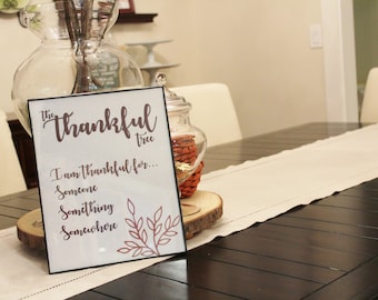 Printable Thankful Tree Sign, Gratitude Thanksgiving Activity, Homeschool Preschool Families, 8.5x11