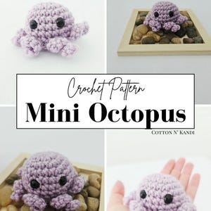Patrón de ganchillo / Mini pulpo / Mascota de bolsillo, blandito, compañero de escritorio amigurumi