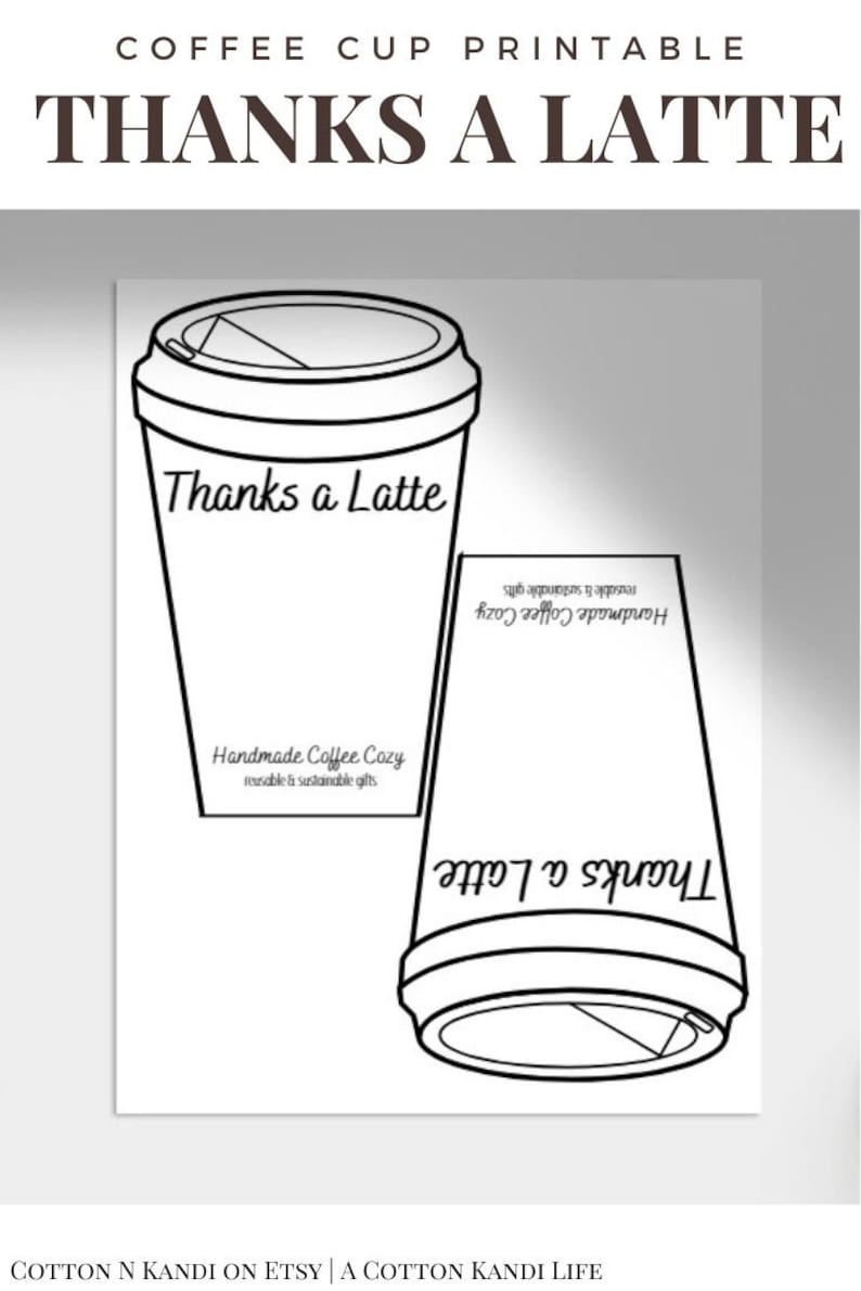 Thanks A Latte Coffee Cup Cozy Printable Coffee Sweater - Etsy