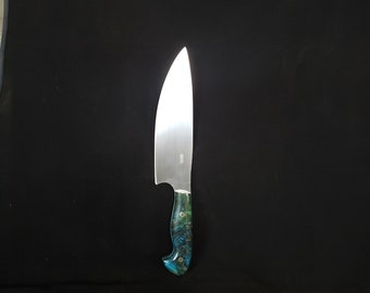 AEB-L SS Chef knife with Amazing Stabilized Triple Dyed Maple Burl Handle.