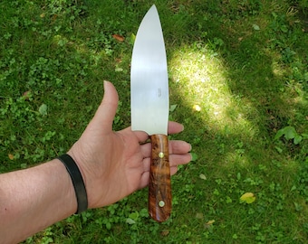 Chef Knife 7" Blade 52100 Steel With Stabilized Maple Burl Handle.