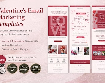 Valentinstag E-Mail-Vorlage für Unternehmen | Saisonale Werbe-E-Mail | Leinwand Mailchimp