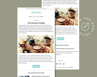 Responsive HTML email, Mailchimp Email Newsletter Template, Send your latest blog posts, Email Newsletter, Instant download