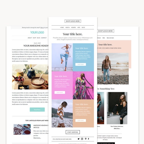 3 Email Templates Mailchimp Template Mailchimp Newsletter - Etsy