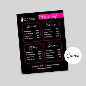 Premade Salon Business Flyer Template for Effective Pricing - DIY Price List, Pricelist Flyer, and Hair Pricing Guide