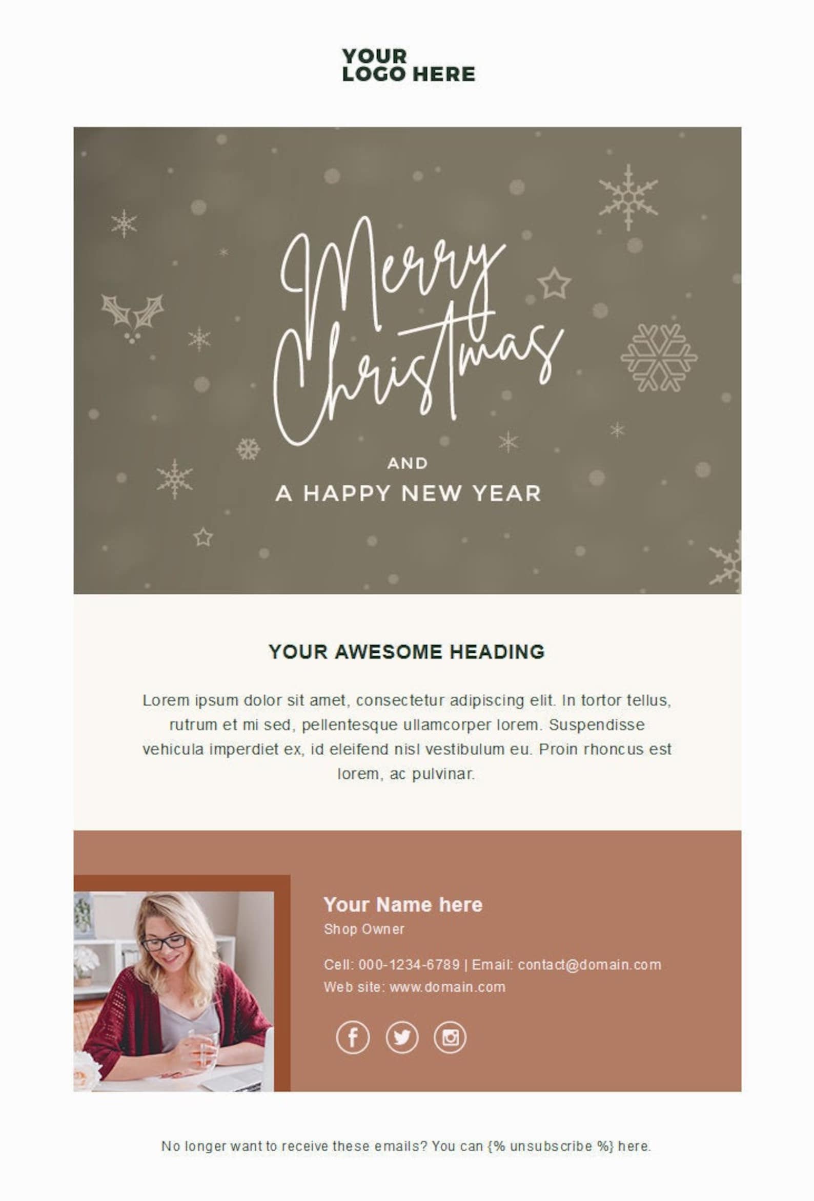 Merry christmas email Christmas email template Mailchimp Etsy