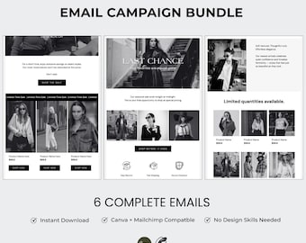 Mode E-Mail Marketing Vorlagen | Canva Mailchimp Kampagnen (Digitaler Download)