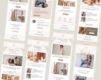 Frühling E-Mail Marketing Templates für Boutiquen | Mailchimp ziehen und ablegen | Canva Bearbeitbarer Newsletter Bundle