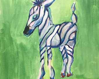 Zebra Painting, Animal Painting, Wild Animal Painting, Zebra Art, Nursery Painting