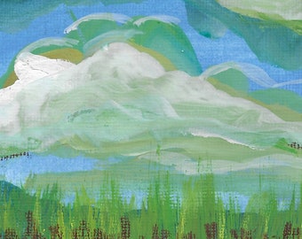 Worth The Wait Cloud Painting, Little Landscape Painting, Abstract Gallery Wall Art