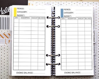 Printable Budget Tracker for personal planners / insert / expenditures /