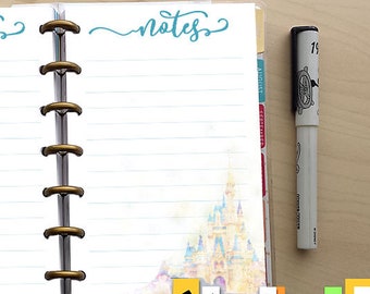 PRINTABLE "Notes" insert for Mini Happy Planner // Cinderella Castle