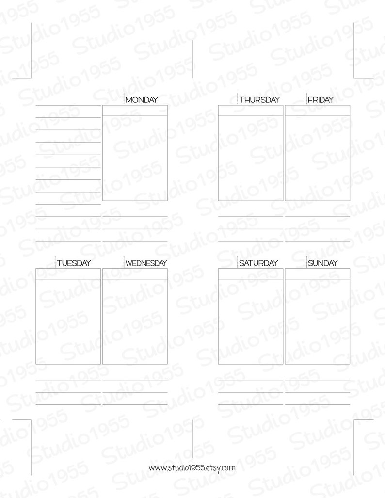 ZIPPERED Recollections PRINTABLE Undated WO2P Insert Week on - Etsy