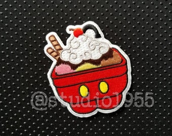 Mickey pants ice cream sundae patch // Mickey shorts // disney patch // iron on