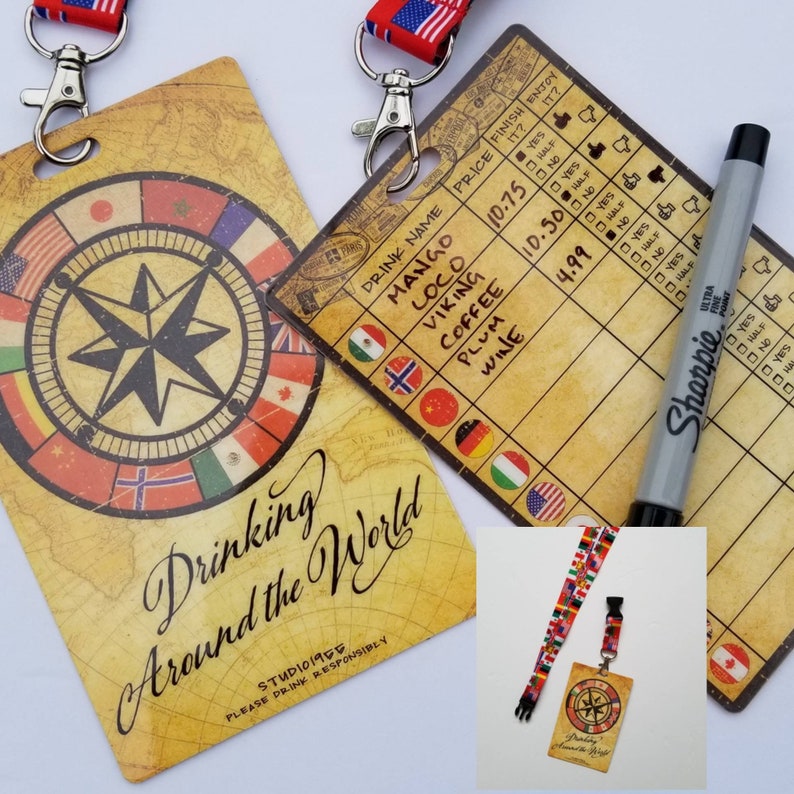 Epcot Drink around the World lanyard passport drinking Etsy