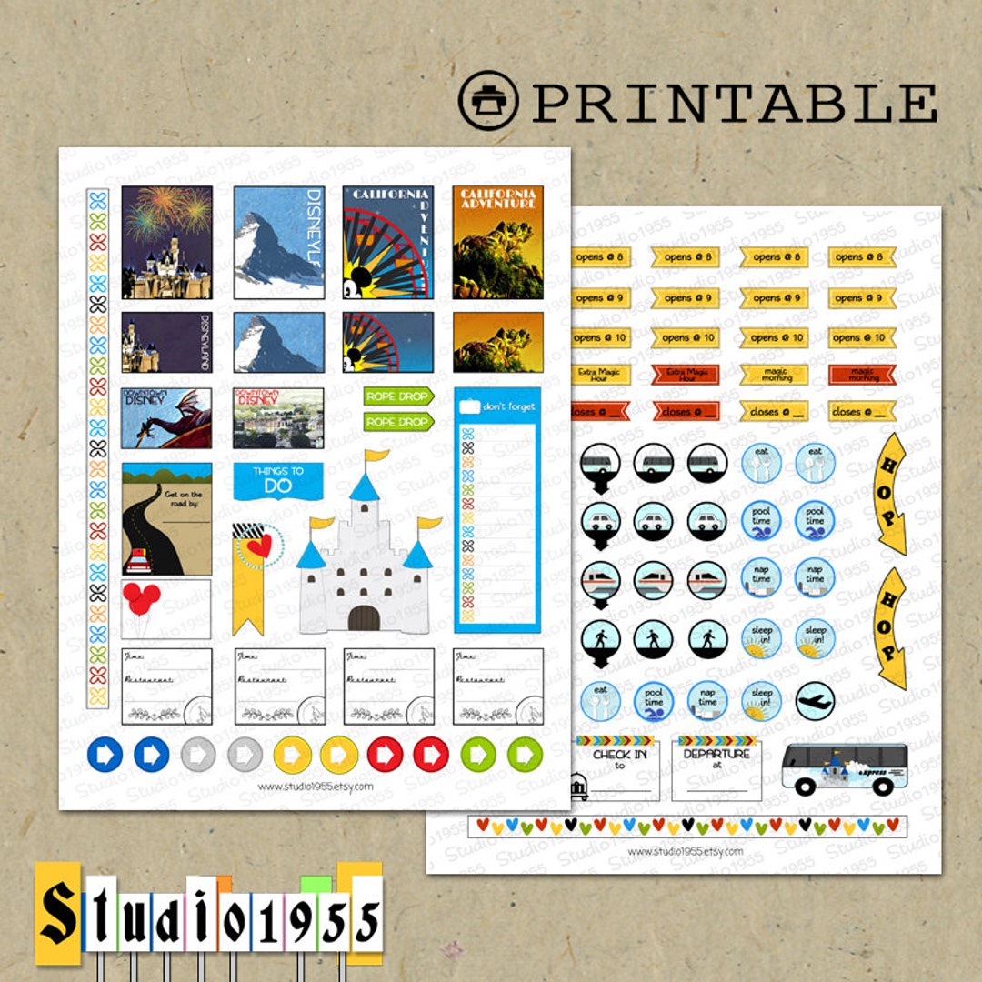 Dole Whip Themed Planner Sticker Sheet - DIY - Disney Planner Stickers -  Fits Erin Condren Planners Stickers - Print at Home