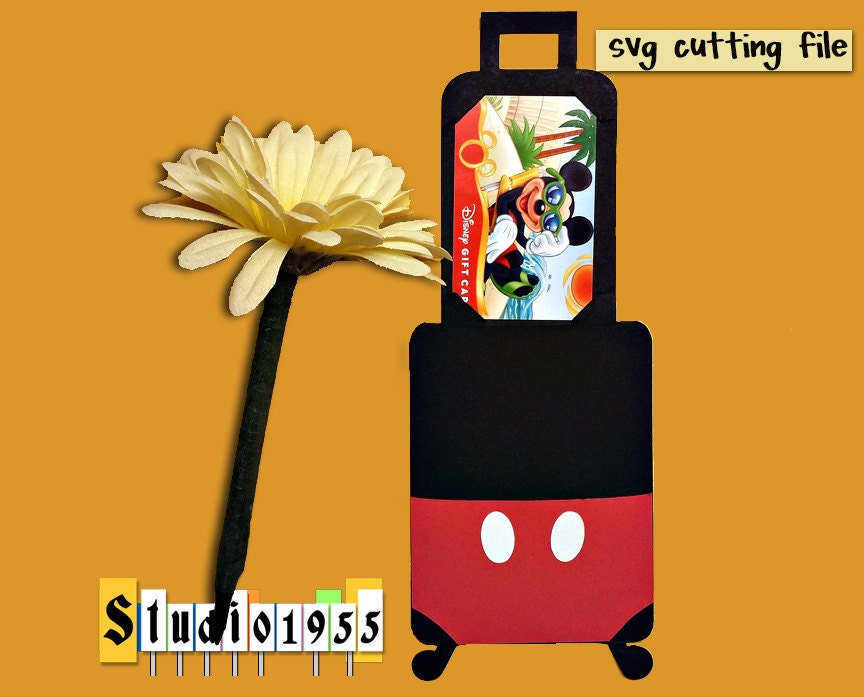 Download Mickey suitcase gift card holder SVG instant download FCM cut | Etsy