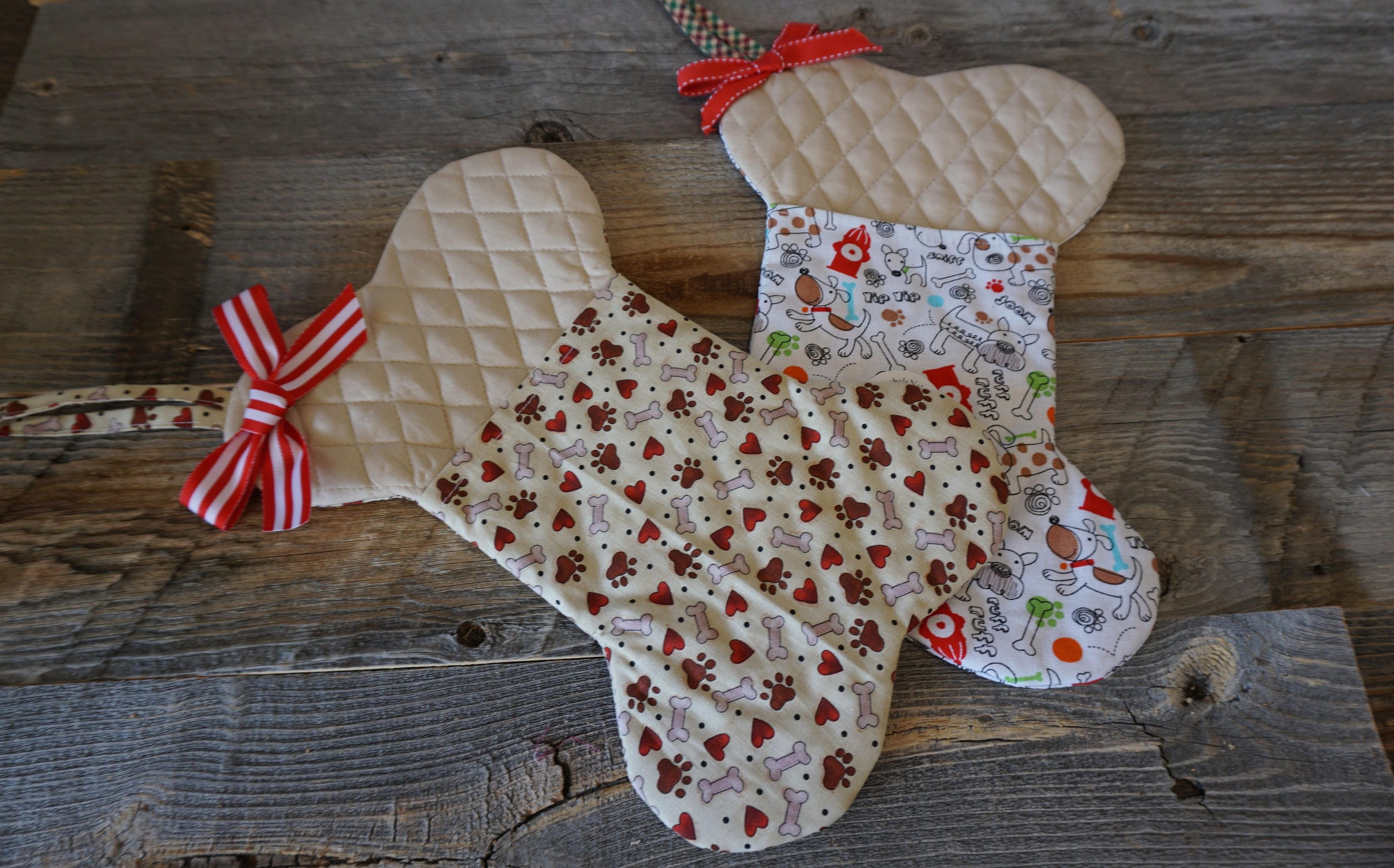 dog christmas stocking bone shape holiday treat pocket
