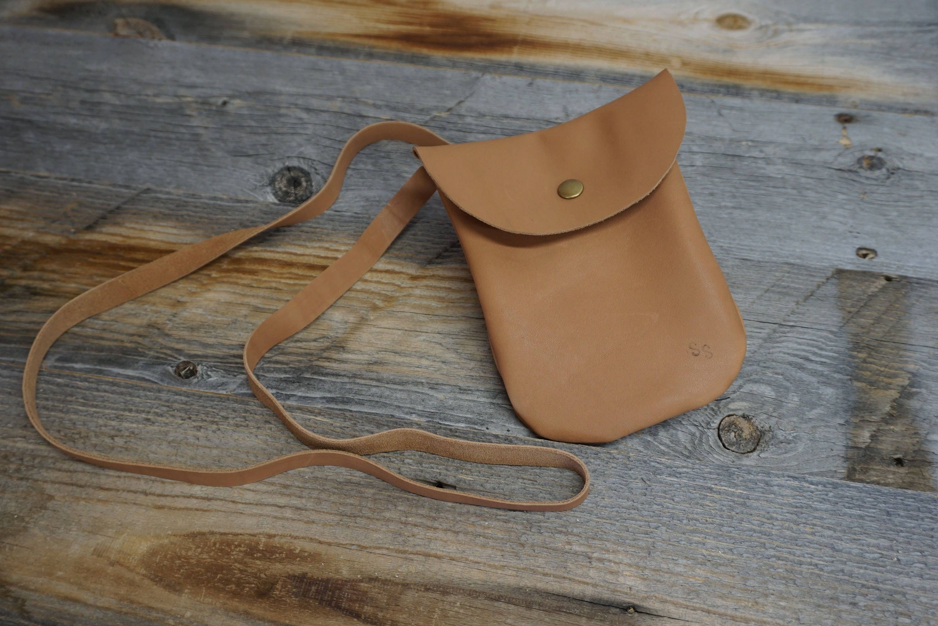 Soft Leather Cross body Cell phone Pouch with long strap, Cross Body Bag