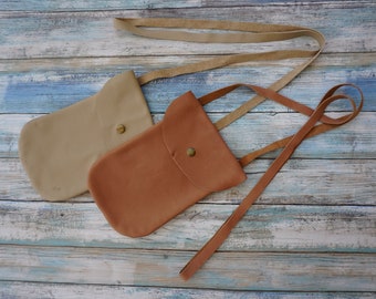 Soft Leather Cross body Cell phone Pouch with long strap, Cross Body Bag - IOTW