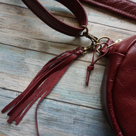 Round Leather Fanny Pack Convertible Crossbody Bag Round Leather
