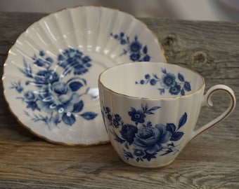 Vintage Tea Cup / Gold Trim ~ made in England ~ Cup and Saucer / Royal Tuscan ~ Tea Cup and Saucer