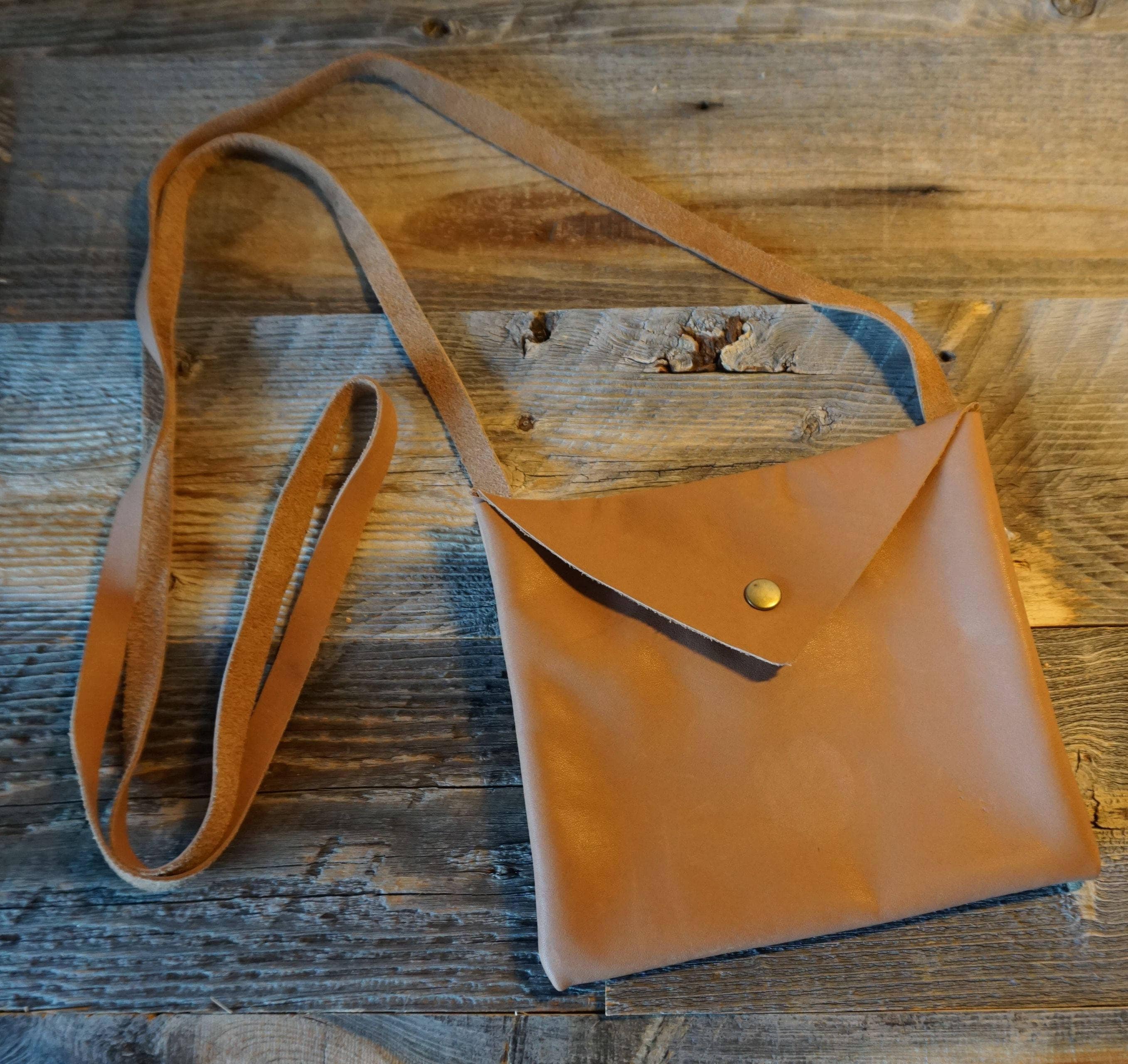 Soft Square Leather Purse / Cross Body Bag / Leather Pouch / Snap