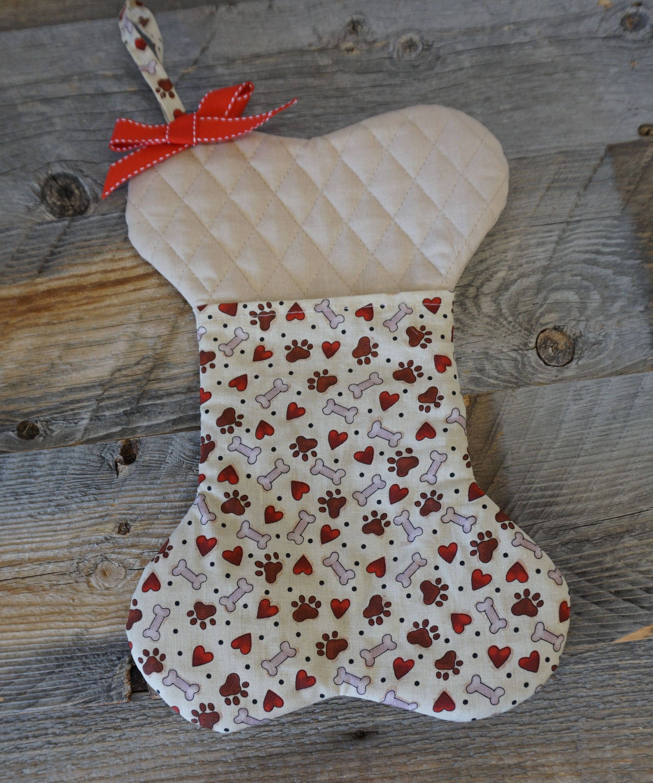 Bone Shape Dog Stocking / Treat Pocket / Christmas Pet Stocking / Fido