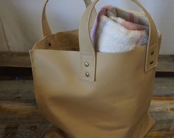 Soft Leather Shopping Tote Bag ~ Market / Beach Tote ~ Everyday Bag