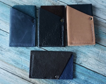 Leather 3 compartment Front Pocket Wallet / Card Holder ~ Credit Cards / ID Wallet / Money Credit Cards / Leather Wallet