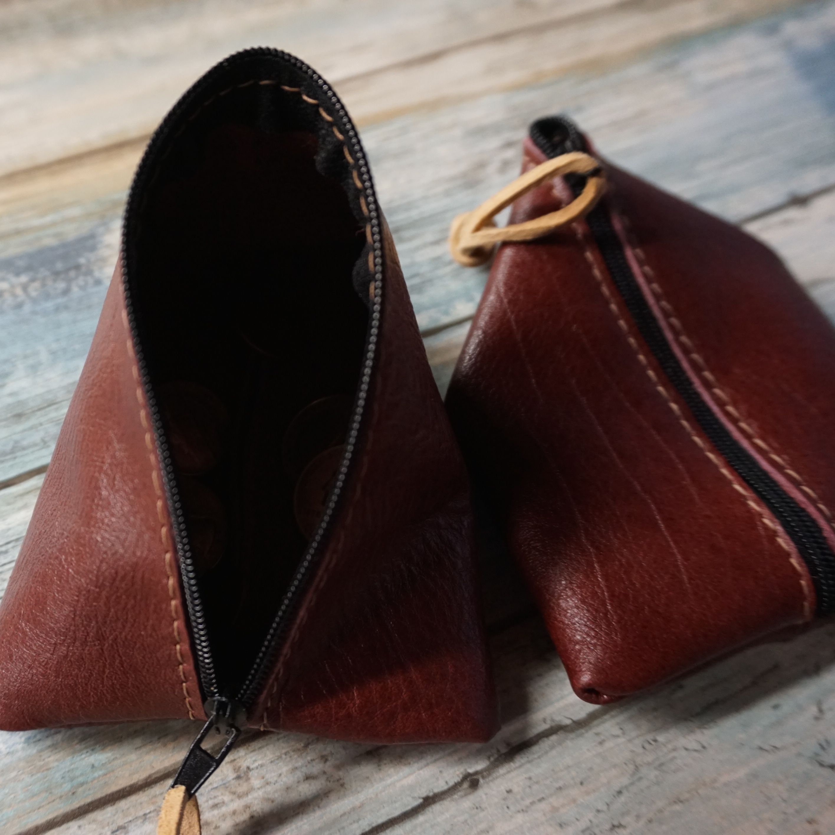 Leather Coin Purse / Leather Zippered Pouch / Money Coin Pouch / Soft