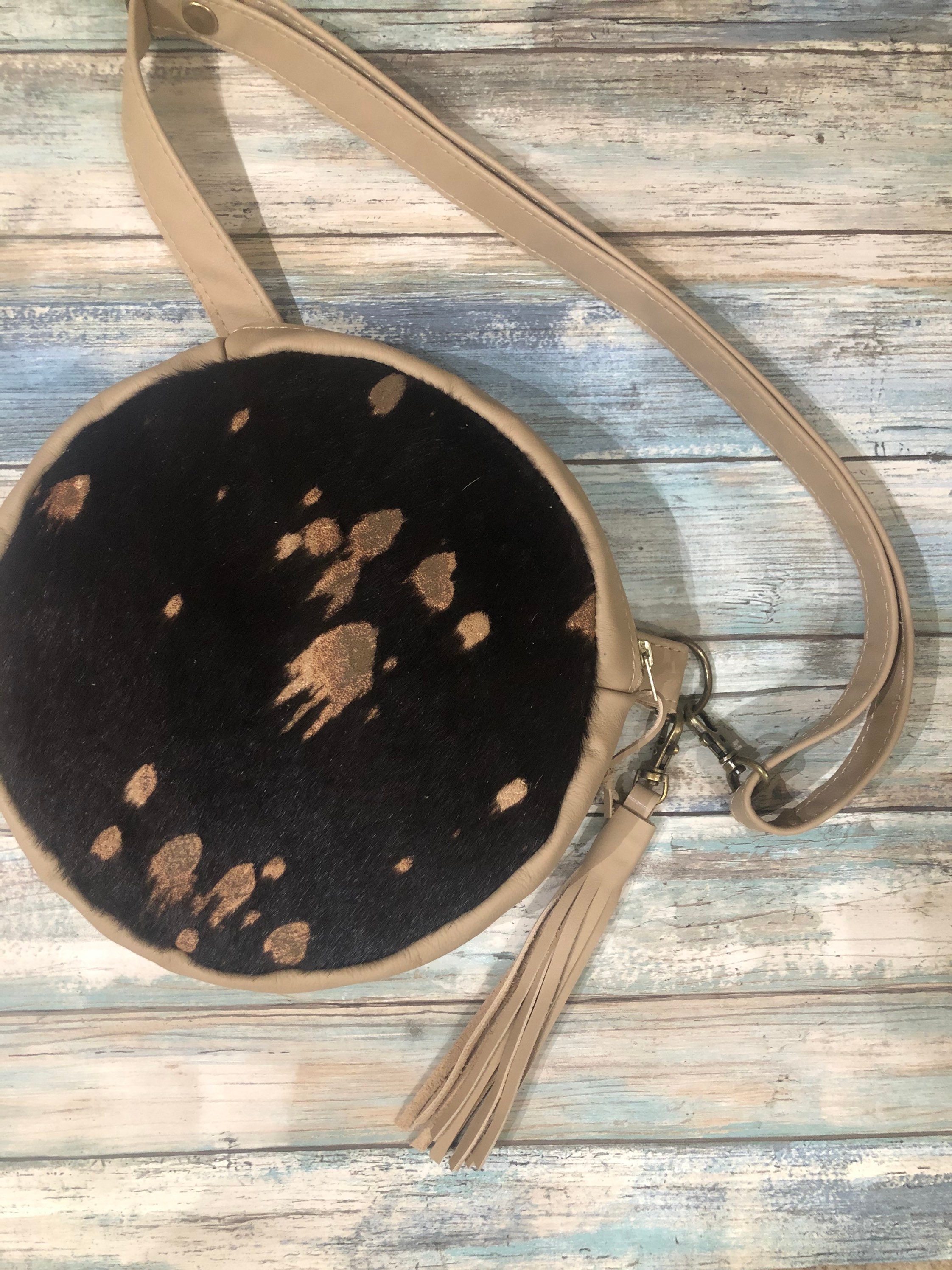 Leather Convertible Crossbody Bag, Round Leather Purse, Round Leather