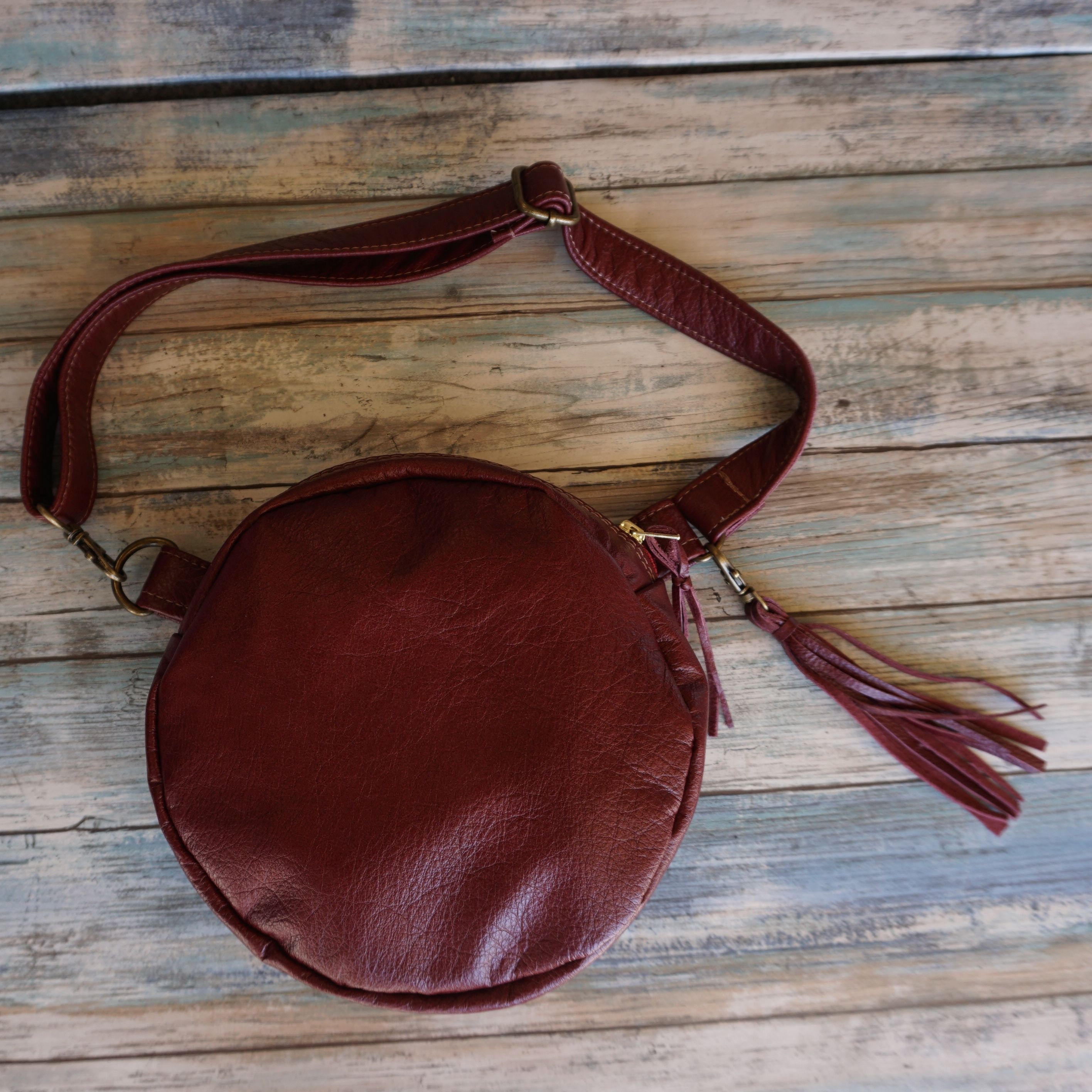 Round Leather Fanny Pack Convertible Crossbody Bag Round Etsy