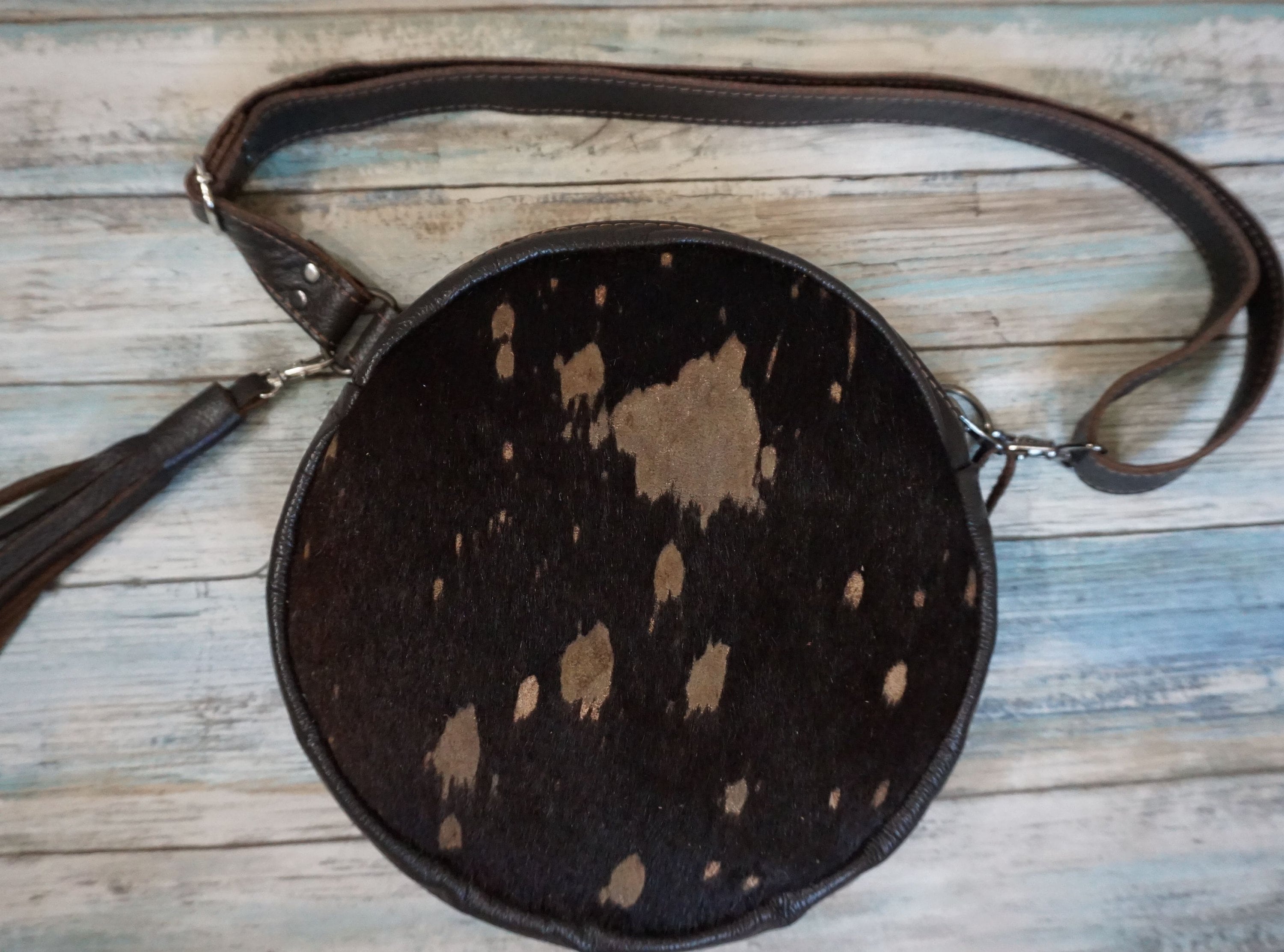 Leather Convertible Crossbody Bag, Round Leather Purse, Round Leather