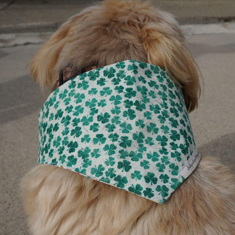 Patricks Day Dog Bandanas Doggie Scarves Shamrock Dog Neck Decoration Puppy Bandanas Dog Neckwear St
