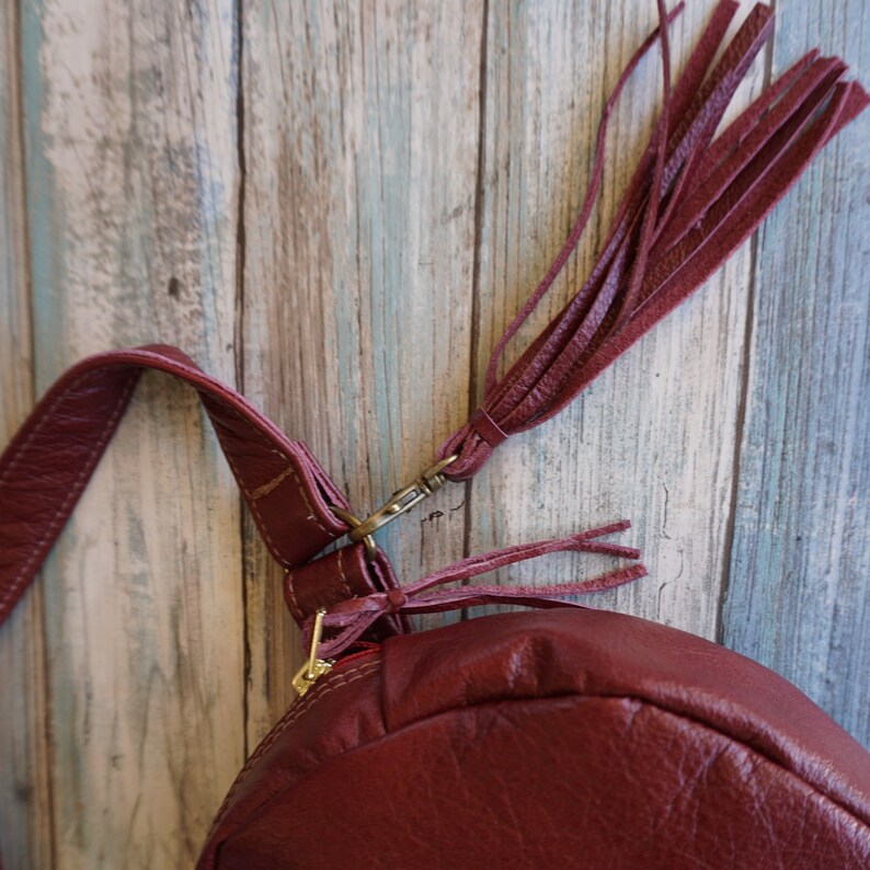 Round Leather Fanny Pack Convertible Crossbody Bag Round Etsy