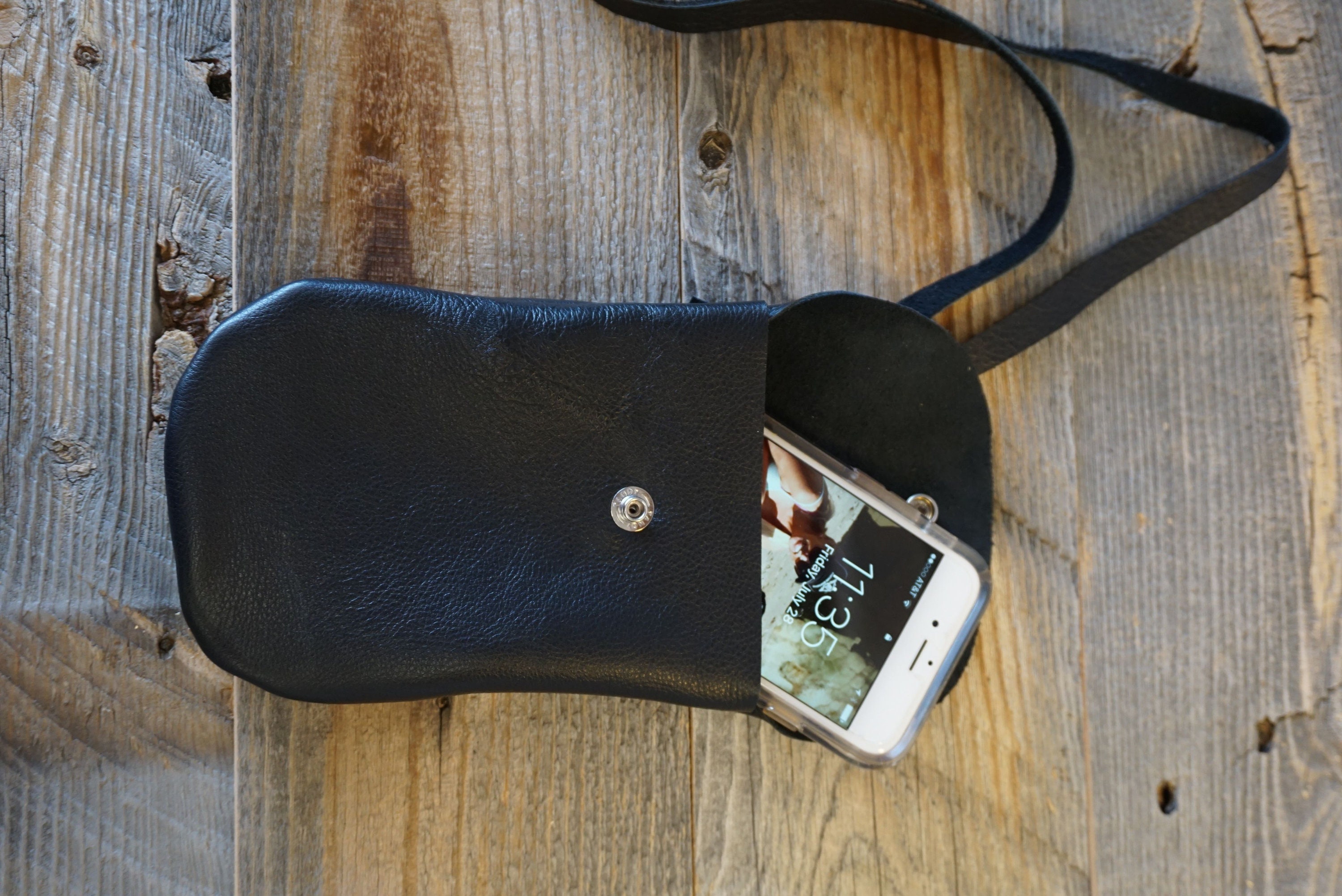 Soft Leather Cross body Cell phone Pouch with long strap, Cross Body Bag