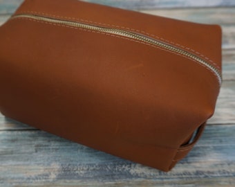 Leather Dopp Kit, Travel Toiletry Bag, Travel Bathroom Bag