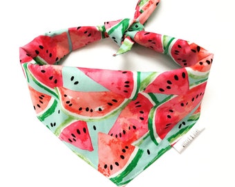 Watermelon | Dog bandana, snap dog bandana, knotted tie dog bandana, elastic dog bandana, floral dog bandana, pet neckwear