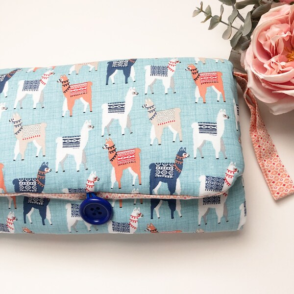 Blue Llama | Baby Travel Changing Pad, Diaper Mat, Baby Shower Gift for Mom, Baby Boy, Portable Changing Pad, Handmade Gift for Mom