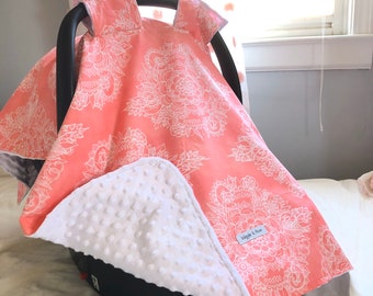 Blush Pink Mancala Car Seat Canopy, Baby Car Seat Cover, Carseat Canopy, Car Seat Canopy, Baby Shower Gift, Gift for Mom, Handmade Gift