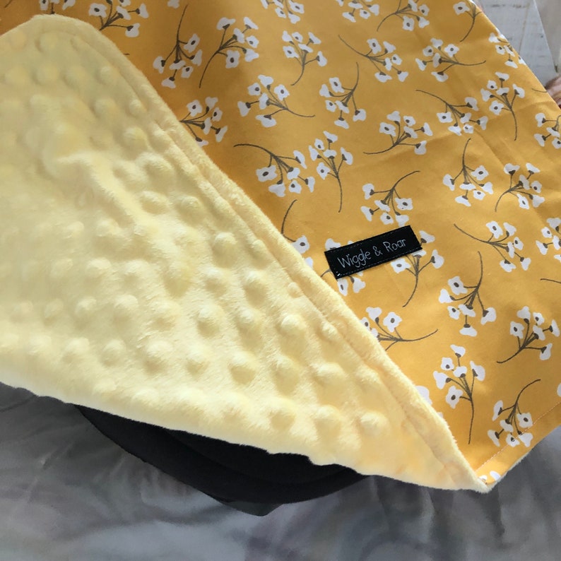 Yellow dandelion Baby Car Seat Canopy, Infant Car Seat Cover, Carseat Cover, Baby Shower Gift New Mom, Car Seat Tent, Personalized Gift image 4