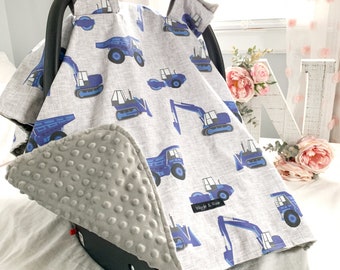 Trucks and construction | Baby Car Seat Canopy, Baby Car Seat Cover, Carseat Canopy, Car Seat Canopy Boy, Baby Shower Gift for Mom