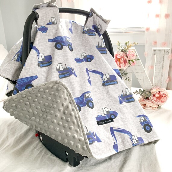 Trucks and Construction Baby Car Seat Canopy, Baby Car Seat