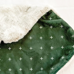 Lovey Olive Green Cross, Baby Blanket, Minky Blanket, Faux Fur Baby Blanket, Nature Baby Lovie, Lovie for Babies, Baby Gift, Soft Modern image 3