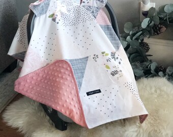 Geometric Pink | Baby Car Seat Canopy, Infant Car Seat Cover, Carseat Cover, Baby Shower Gift New Mom, Car Seat Tent, Personalized Gift